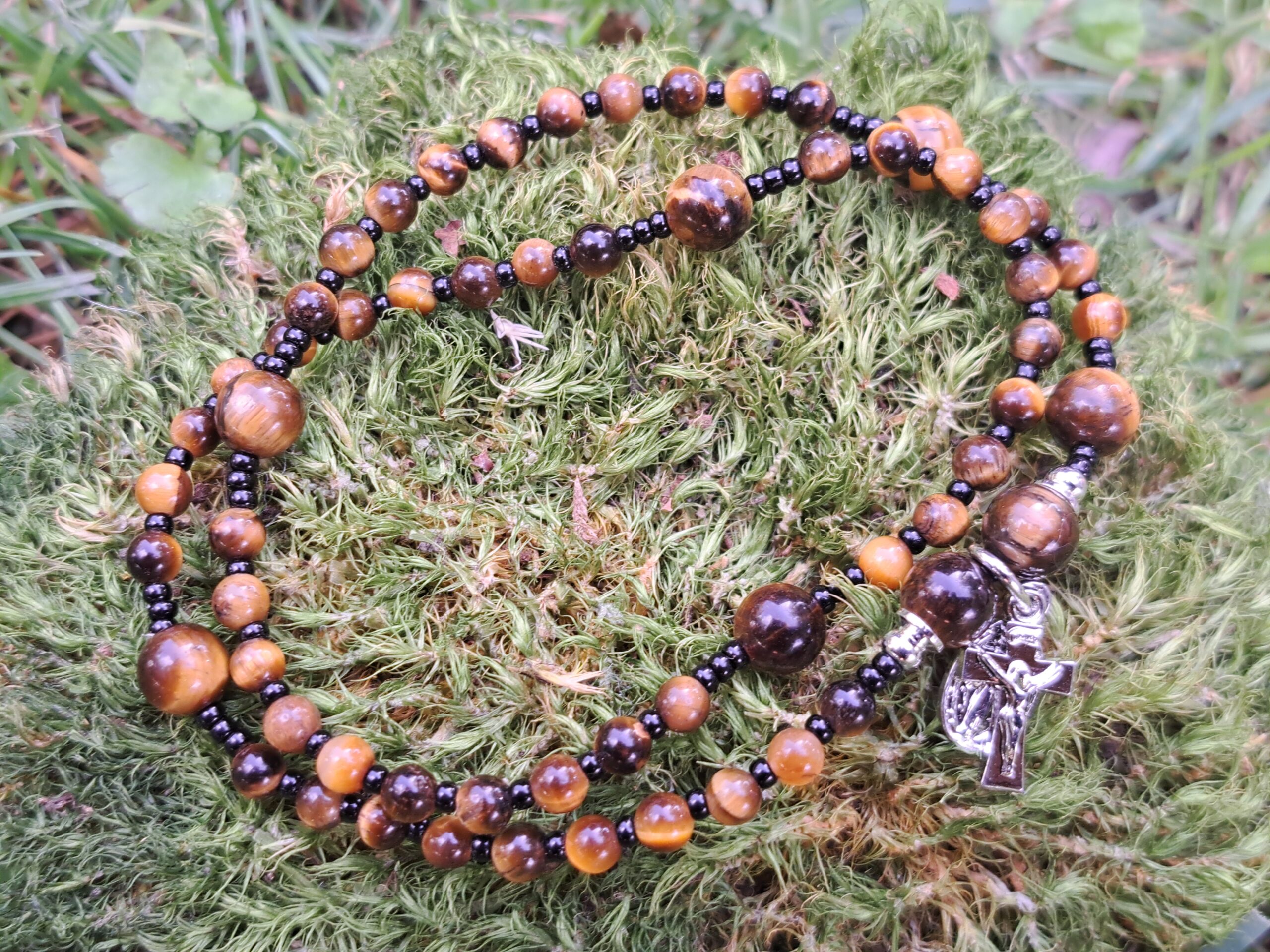 Bransoletka Różaniec TWIST 4mm z kamieni Tygrysie oko - obrazek 2